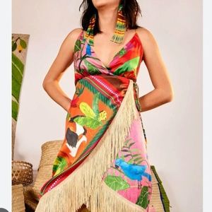 Farm Rio Mix Scarf Wrap Dress (XS)